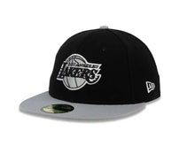 Load image into Gallery viewer, Los Angeles Lakers New Era NBA 59FIFTY 5950 Fitted Cap Hat Black Crown Gray Visor Black/Gray/White Logo

