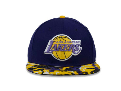 Los Angeles Lakers New Era NBA 59FIFTY 5950 Fitted Cap Hat Purple Crown Yello/Purple Camo Visor Team Color Logo