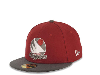 San Diego Clippers New Era NBA 59FIFTY 5950 Fitted Cap Hat Cardinal Crown Dark Gray Visor Dark Gray/Maroon/White Logo