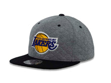 Load image into Gallery viewer, Los Angeles Lakers Mitchell &amp; Ness NBA Fitted Cap Hat Heather Gray Crown Black Visor Team Color Logo
