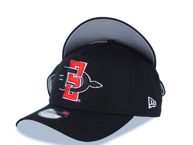 San Diego State Aztecs New Era NCAA 9FORTY 940 A-Frame Adjsutable Snapback Cap Hat Black Crown/Visor Team Color Logo Gray UV