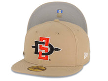 Load image into Gallery viewer, San Diego State Aztecs New Era NCAA 59FIFTY 5950 Fitted Cap Hat Khaki Crown/Visor Team Color Logo
