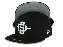 Load image into Gallery viewer, San Diego State Aztecs New Era NCAA 59FIFTY 5950 Fitted Cap Hat Black Crown/Visor White Logo Gray UV
