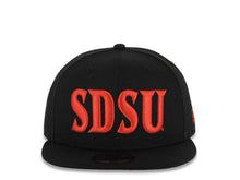 Load image into Gallery viewer, San Diego State Aztecs New Era NCAA 59FIFTY 5950 Fitted Cap Hat Black Crown/Visor Red Text/Script Logo Gray UV
