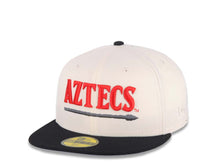 Load image into Gallery viewer, San Diego State Aztecs New Era NCAA 59FIFTY 5950 Fitted Cap Hat Cream Crown Nlack Visor Red/Black Text Logo Calender Side Patch
