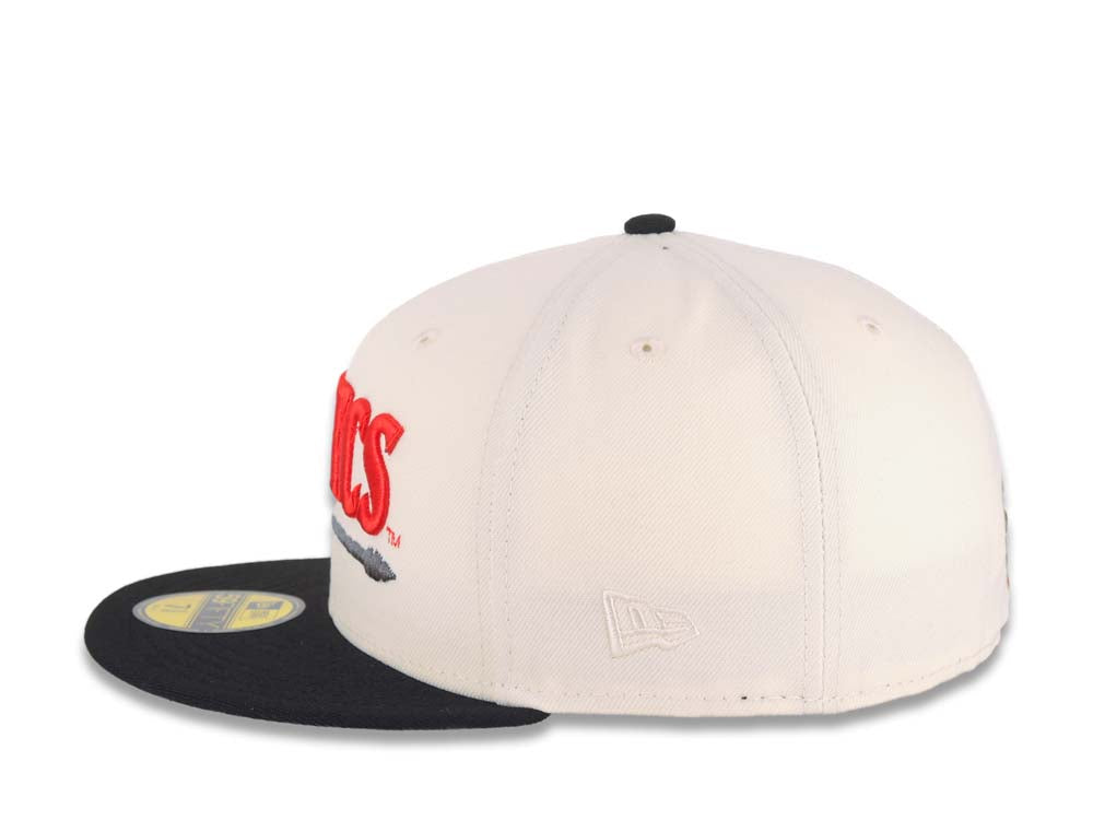 New Era Cream and Black AZTECS Fitted Cap with Red Embroidery Mexico Aztec New Era 59FIFTY 5950 Fitted Cap Hat Chrome  main image 4
