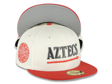 Load image into Gallery viewer, San Diego State Aztecs New Era NCAA 59FIFTY 5950 Fitted Cap Hat Cream Crown Red Visor Metallic Red/Black Logo Crest Side Patch 
