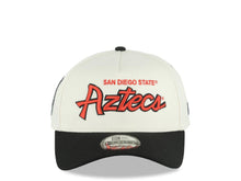 Load image into Gallery viewer, San Diego State Aztecs New Era NCAA  9FORTY 940 Adjustable A-Frame Cap Hat Cream Crown Black Visor Red/Black Text/Script Logo Crest Side Patch Green UV
