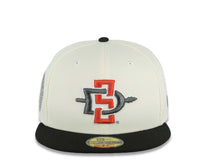 Load image into Gallery viewer, San Diego State Aztecs New Era NCAA 59FIFTY 5950 Fitted Cap Hat Cream Crown Black Visor Team Color Logo Aztec Calendar Side Patch
