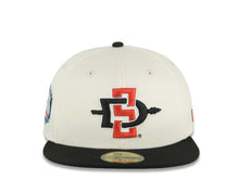 Load image into Gallery viewer, San Diego State Aztecs New Era NCAA 59FIFTY 5950 Fitted Cap Hat Cream Crown Black Visor Black/Red Logo 2023 Final Four Houston Side Patch

