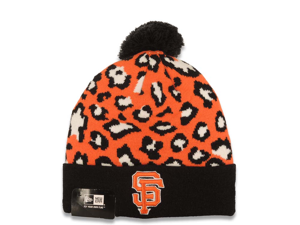 San Francisco Giants New Era Cuffed Pom Beanie/Knit Hat Orange/Black/White Crown/Visor Team Color Logo (Jungle)