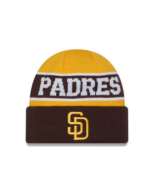 (Reversable) San Diego Padres New Era MLB Cuffed Knit Beanie Hat Yellow/Brown Crown/Visor Yellow Logo