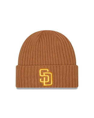 San Diego Padres New Era MLB Cuffed Knit Beanie Hat Light Brown Crown/Visor Yellow Logo