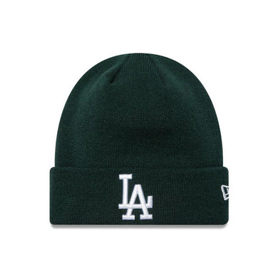 Los Angeles Dodgers New Era MLB Cuffed Knit Beanie Hat Dark Green Crown/Visor White Logo