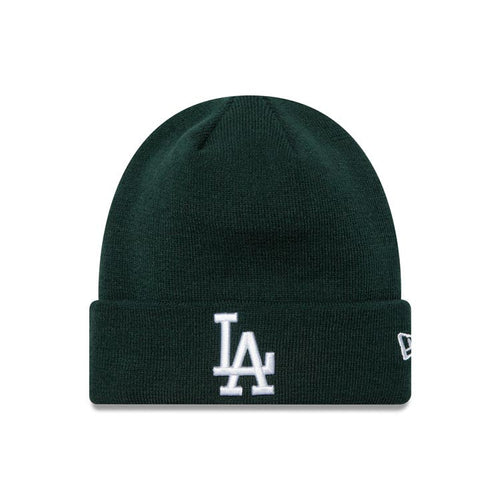 Los Angeles Dodgers New Era MLB Cuffed Knit Beanie Hat Dark Green Crown/Visor White Logo