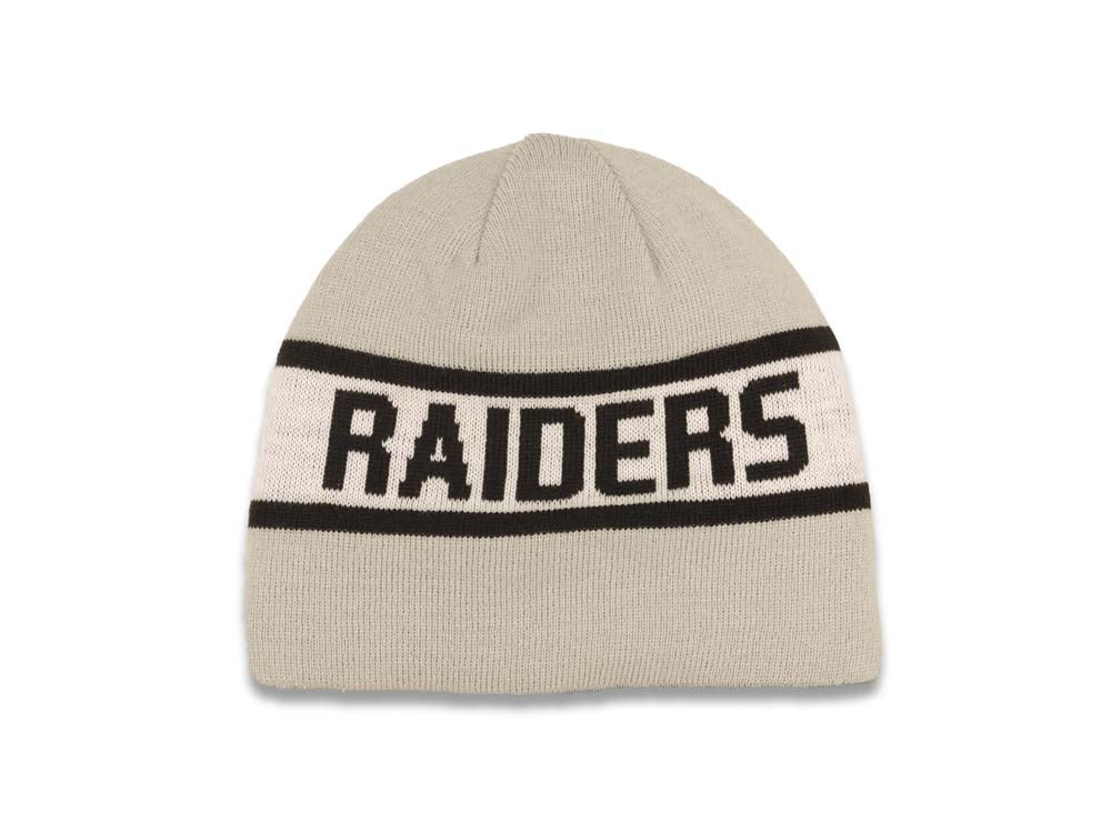 Oakland Raiders New Era NFL Uncuffed Skull Beanie/Knit Hat Gray