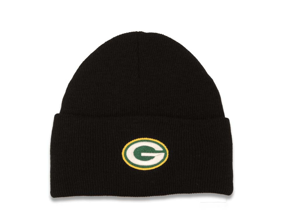 Green Bay Packers NFL Basic Cuffed Beanie/Knit Black Crown/Visor Team Color Logo