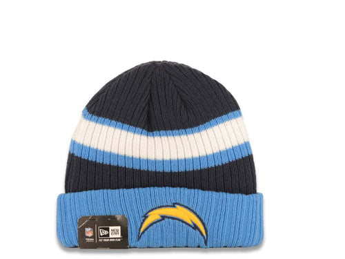 Los Angeles Chargers New Era NFL Cuffed Rib Knit Beanie Hat Navy Blue/Sky Blue/White Crown/Visor Team Color Logo