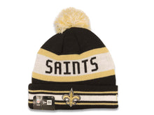 Load image into Gallery viewer, New Orleans Saints New Era NFL Cuffed Pom Jake Beanie/Knit Hat Black/Wheat/White Crown/Visor Team Color Logo
