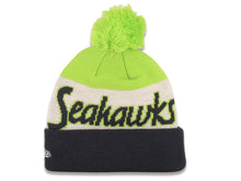 Load image into Gallery viewer, Seattle Seahawks New Era NFL Cuffed Pom Script A3 Beanie/Knit Hat Green/White/Navy Blue Crown/Visor Team Color Logo
