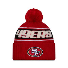 Load image into Gallery viewer, San Francisco 49ers New Era NFL Cuffed Pom Beanie/Knit Hat Red/Black Crown/Visor Team Color Logo (2024 Sideline)
