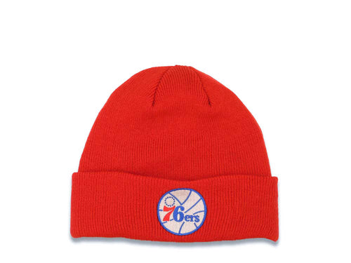 Philadelphia 76ers NBA Basic Cuffed Beanie/Knit Red Crown/Visor Team Color Logo