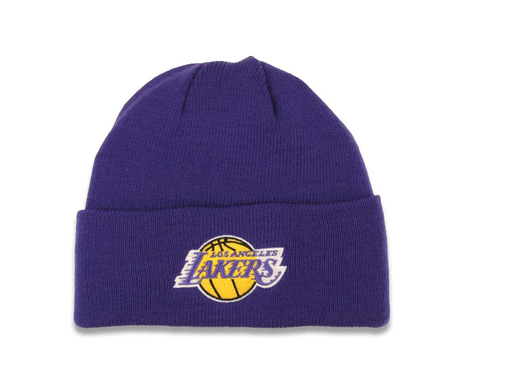 Los Angeles Lakers NBA Basic Cuffed Beanie/Knit Purple Crown/Visor Team Color Logo