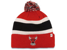 Load image into Gallery viewer, Chicago Bulls &#39;47 Brand NBA Bream Away Pom Knit Beanie Red/White/Black Crown/Visor Team Color Logo
