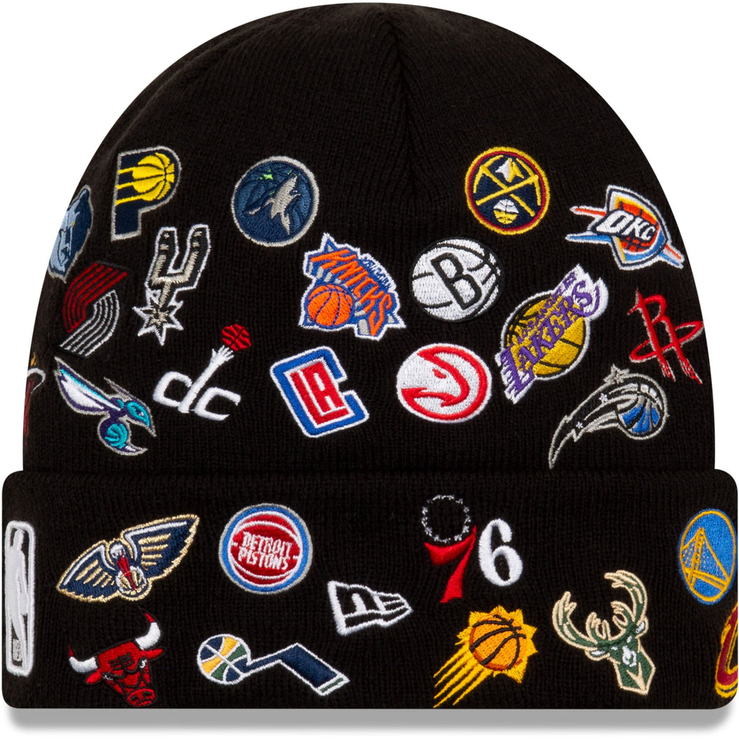 New Era NBA Cuff Knit Hat Black All Teams League Overload