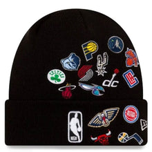Load image into Gallery viewer, New Era NBA Cuff Knit Hat Black All Teams League Overload
