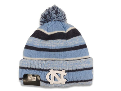 North Carolina Tar Heels New Era NCAA Cuffed Pom Sideline Beanie/Knit Hat Sky Blue/Light Navy Blue Crown/Visor Team Color Logo