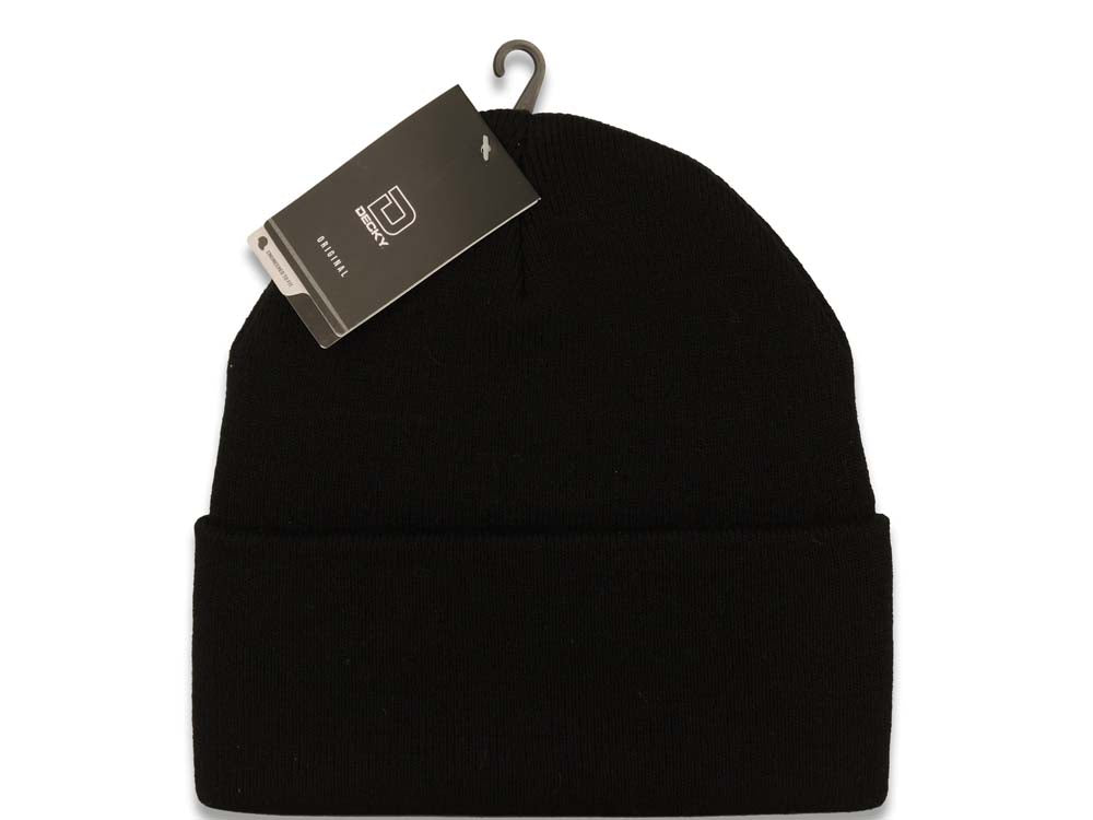 Regular Decky Basic Cuffed Beanie/Knit Black Crown/Visor Team Color Logo