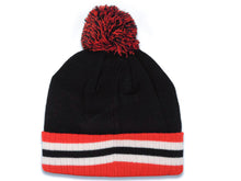 Load image into Gallery viewer, Miami Cuffed Pom CH Stripe Red/Black/White Crown/Visor Team Color Logo
