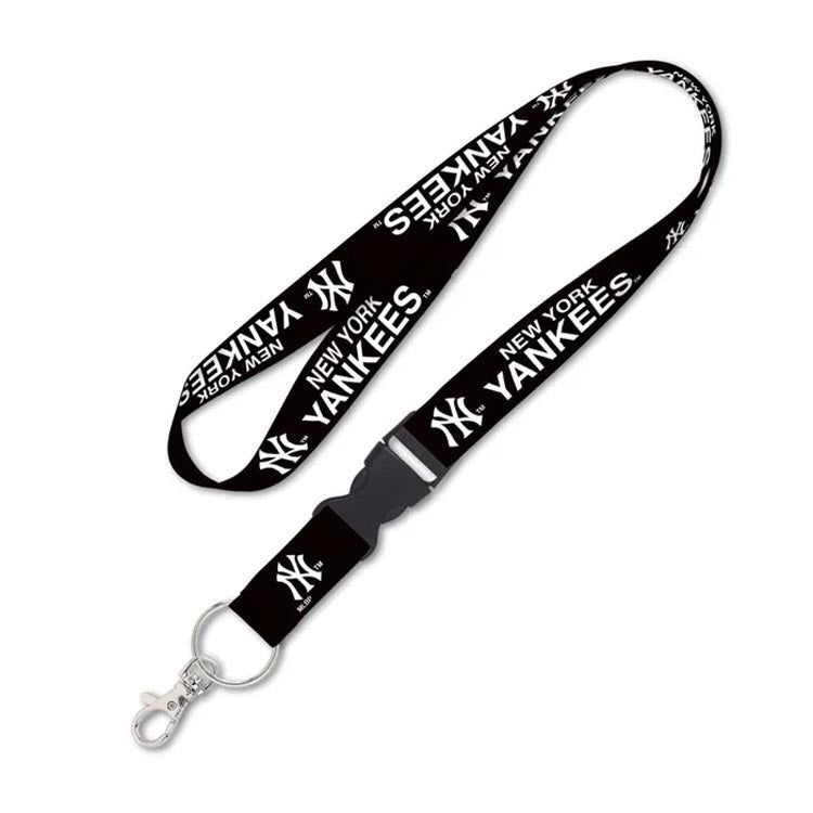 New York Yankees WinCraft MLB Blackout Black/White Lanyard With Detachable Buckle 