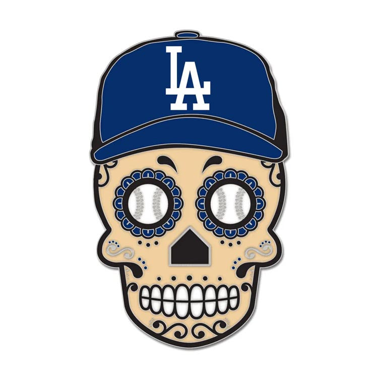 Los Angeles Dodgers WinCraft Collector Enamel Skull Lapel Pin Jewelry Card