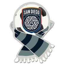 Load image into Gallery viewer, San Diego FC WinCraft Collector Ball Scarf Lapel Pin Jewelry Card
