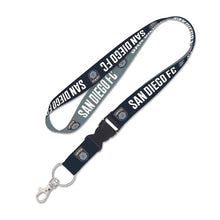 Load image into Gallery viewer, San Diego FC WinCraft Navy Blue/White Lanyard With Detachable Buckle
