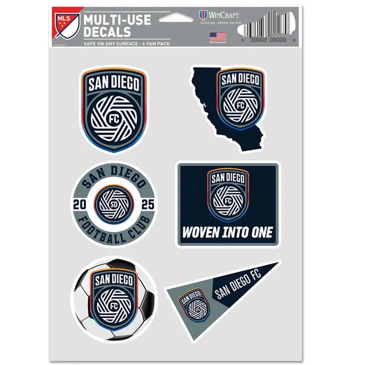 San Diego FC Decal Stickers Multi-Pack 6 Pack