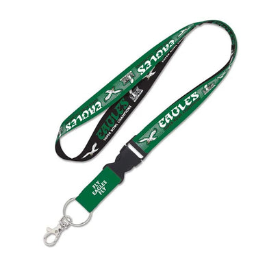 Philadelphia Eagles WinCraft NFL 2-Tone Fly Superbowl Champions Green/Black/White Lanyard With Detachable Lanyard