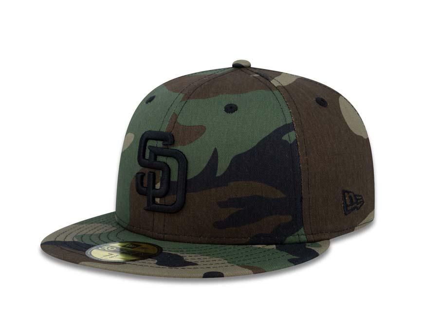 San Diego Padres New Era MLB 59Fifty 5950 Fitted Cap Hat Camo Crown/Visor Black Logo