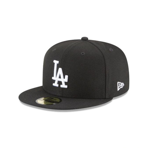 Los Angeles Dodgers New Era MLB 59Fifty 5950 Fitted Cap Hat Black Crown/Visor White Logo