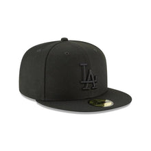Load image into Gallery viewer, Los Angeles Dodgers New Era MLB 59Fifty 5950 Fitted Cap Hat All Black Crown/Visor Black Logo
