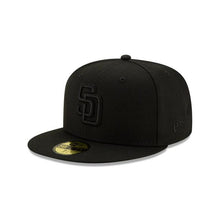Load image into Gallery viewer, San Diego Padres New Era MLB 59Fifty 5950 Fitted Cap Hat All Black Crown/Visor Black Logo

