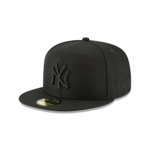 New York Yankees New Era MLB 59FIFTY 5950 Fitted Cap Hat Black Crown/Visor Black Logo 