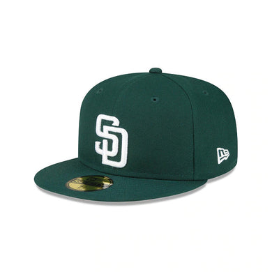 San Diego Padres New Era MLB 59FIFTY 5950 Fitted Cap Hat Dark Green Crown/Visor White Logo