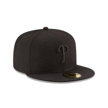 Load image into Gallery viewer, Philadelphia Phillies New Era MLB 59Fifty 5950 Fitted Cap Hat All Black Crown/Visor Black Logo
