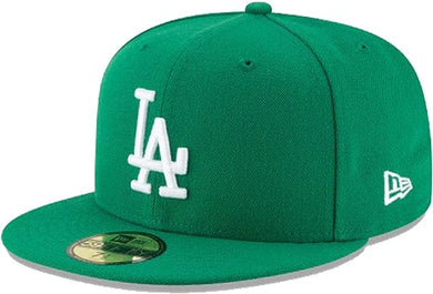 Los Angeles Dodgers New Era MLB Fitted Cap Hat Green Crown/Visor White Logo
