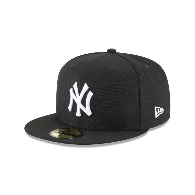 New York Yankees New Era MLB 59Fifty 5950 Fitted Cap Hat Black Crown/Visor White Logo