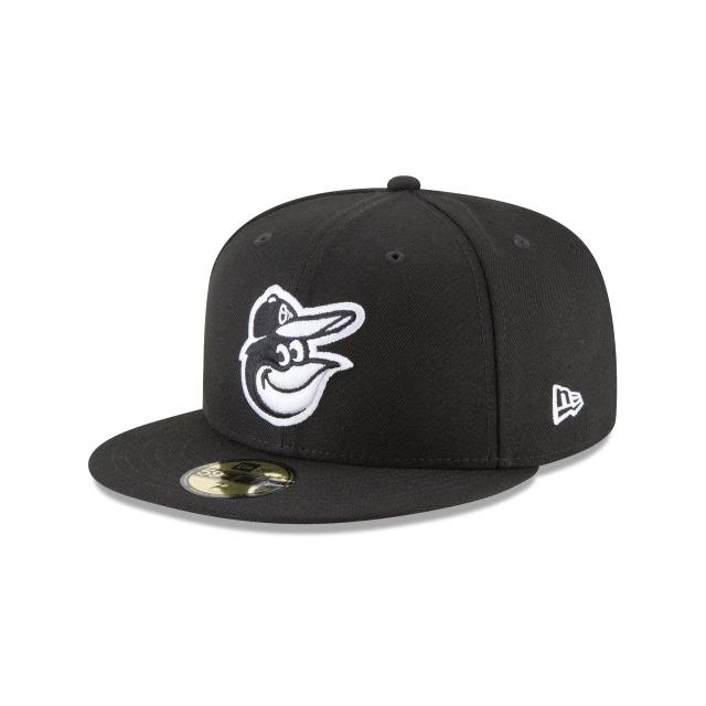 Baltimore Orioles New Era MLB 59Fifty 5950 Fitted Cap Hat Black Crown/Visor Black/White Bird Logo
