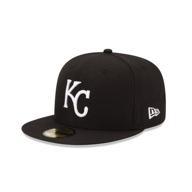 Kansas City Royals New Era MLB 59FIFTY 5950 Fitted Cap Hat Black Crown/Visor White Logo